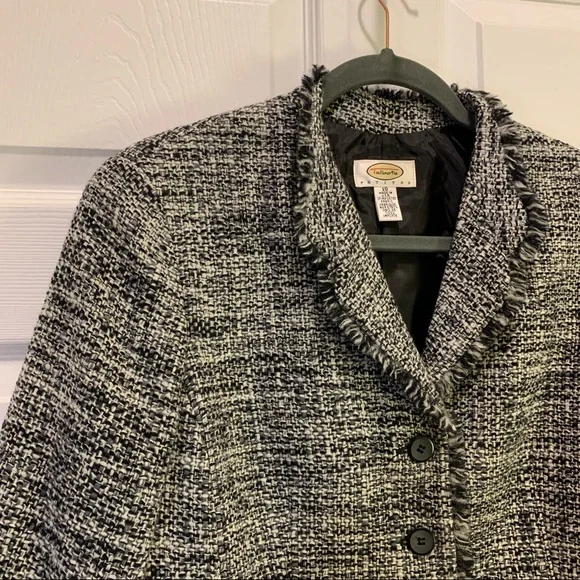 Talbots Black & Gray Wool Blazer Suit JacketSize 10P